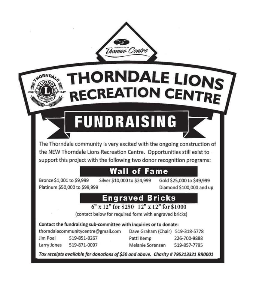 Support the Thorndale Lions Community Centre Fundraising Effort